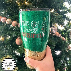 This Girl Loves Christmas Glitter Tumbler 30oz